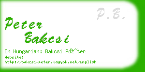 peter bakcsi business card